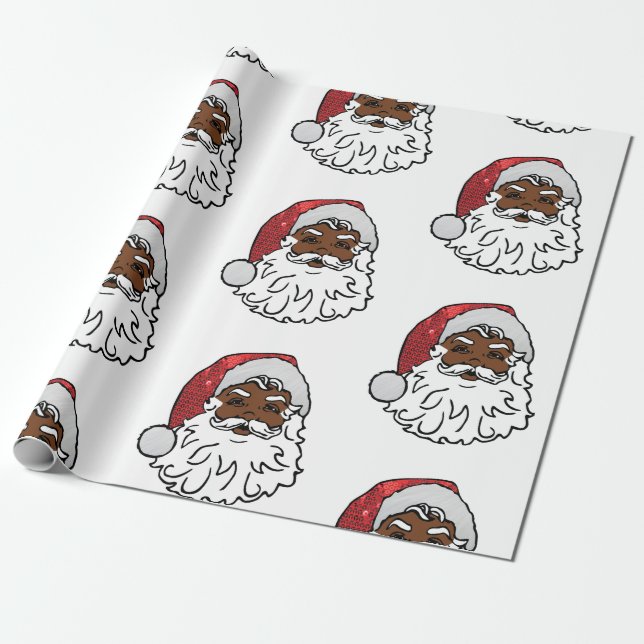 Papel De Regalo Papá Noel negro con lentejuelas (Desenrollado)