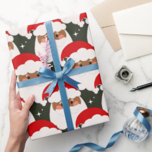 Papel De Regalo Papá Noel negro Esparce Navidad estética verde