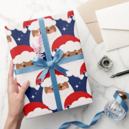 Papel De Regalo Papá Noel negro Esparkle Navidades estéticos azul