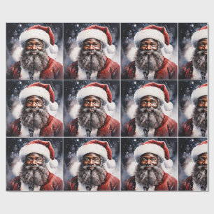 Papel De Regalo Papá Noel Negro Navidad Melanina 3D St. Nick