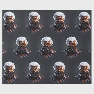 Papel De Regalo Papá Noel Negro Navidad Melanina 3D St. Nick