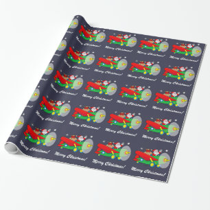Papel De Regalo Papá Noel que vuela un aeroplano llenado de los