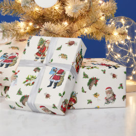Papel De Regalo Papá Noel Vintage Personalizado Navidad
