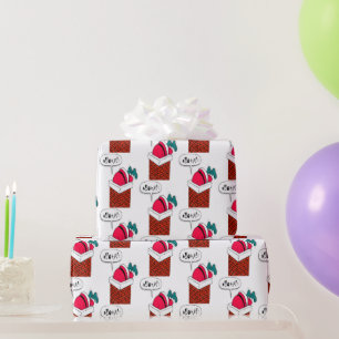 Papel De Regalo Papá Noel Vintage se agarró en la chimenea