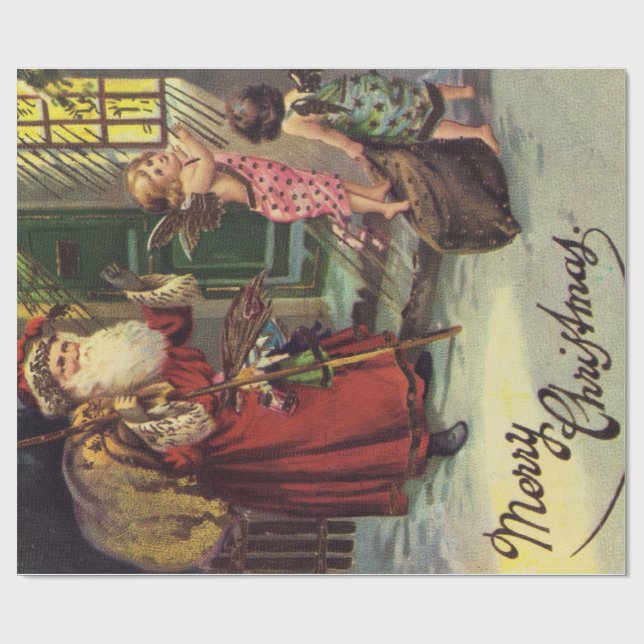 Papel De Regalo Papá Noel y ángeles del navidad (Superficie plana)