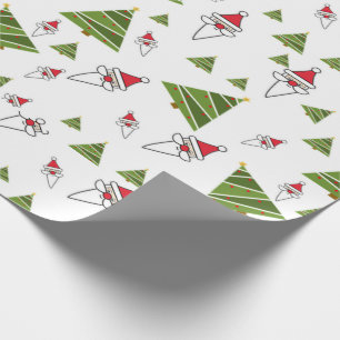 Papel De Regalo Papá Noel y árboles de Navidad