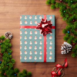 Papel De Regalo Papá Noel y el muñeco de nieve enrollado en pizarr