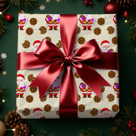 Papel De Regalo Papá Noel y galletas de Navidad 