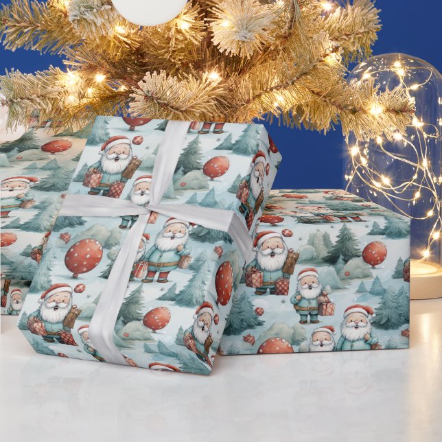 Papel De Regalo Papá Noel y los árboles de Navidad (Vacaciones)