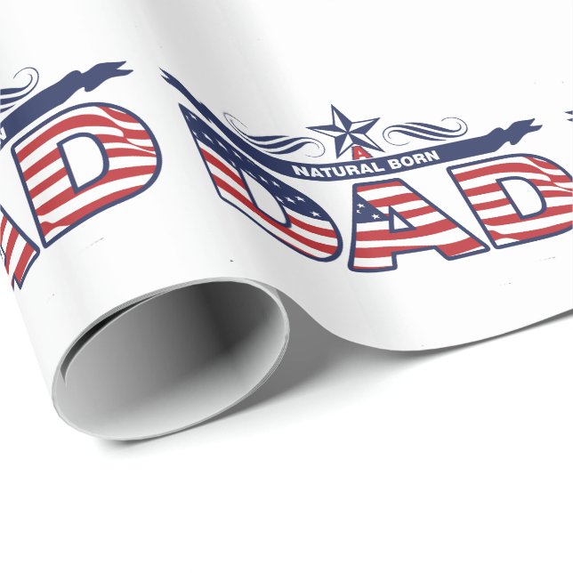 Papel De Regalo Papá, padre, papá llevado natural (Esquina del rollo)