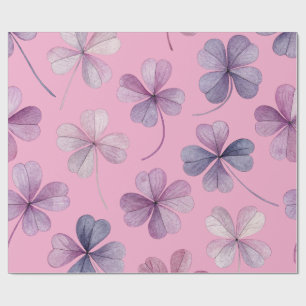 Papel De Regalo “Papel de Regalo Floral Rosa – Trébol Púrpura”