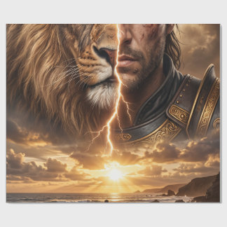 Papel De Regalo Papier cadeau Epic Lion and Warrior Sunset