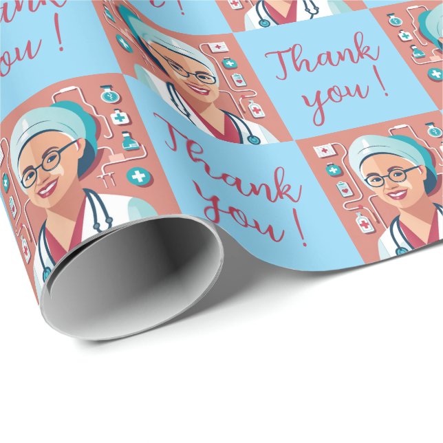 Papel De Regalo Papier Cadeau infirmière remerciement (Esquina del rollo)