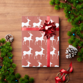 Papel De Regalo Papier Cadeau Rennes de Noël Rouges