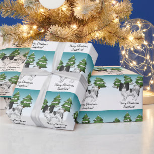 Papel De Regalo Papillon blanco y negro perro lindo en el bosque d