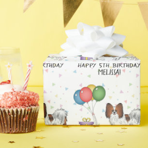 Papel De Regalo Papillón De Sable Rojo Cute Y Perro Feliz - Cumple
