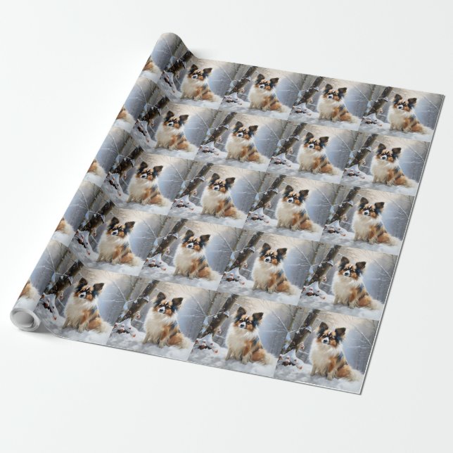 Papel De Regalo Papillon Deja que nieve Navidad (Desenrollado)