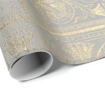 Papel De Regalo Papiro de oro gris de la época egipcia Floral Lotu<br><div class="desc">Magnífico minimalismo y elegancia y papel de envolvimiento delgado de Moda</div>