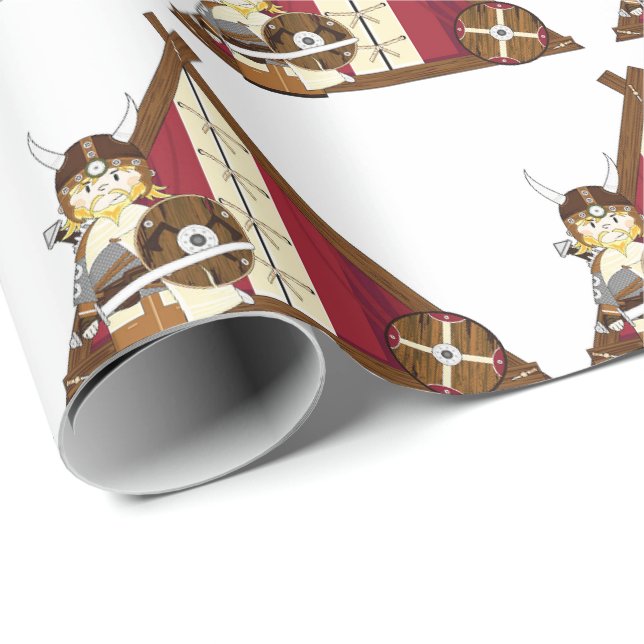 Papel De Regalo Papr envuelto - Guerrero vikino (Esquina del rollo)