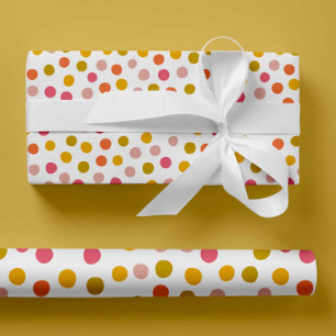 Papel De Regalo Paquetes de polka amarillos, rosados y verdes envu