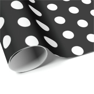 Papel De Regalo Paquetes de polka Perky Patrón blanco negro