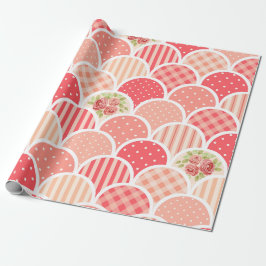 Papel De Regalo Paquetes y rayas de Polka rosa retro