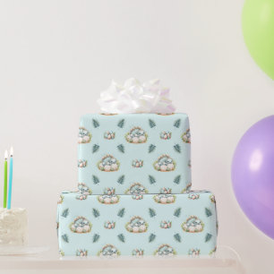 Papel de regalo para baby shower con patrón de din