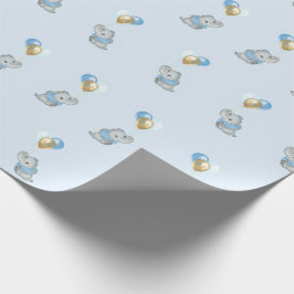 Papel de regalo para baby shower de elefante azul