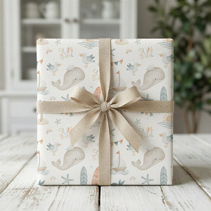 Papel de regalo para baby shower de estilo náutico
