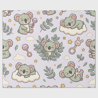 Papel de regalo para baby shower de koala y eucali