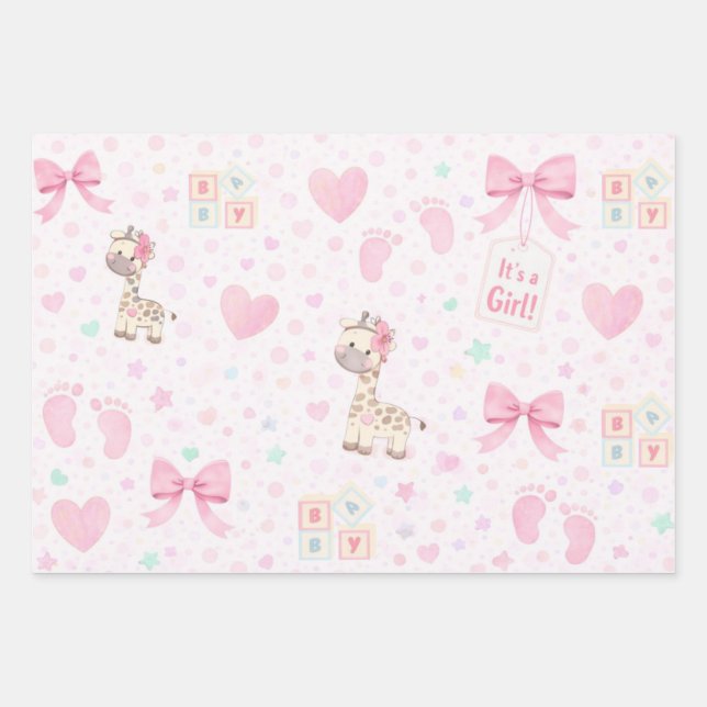 Papel de Regalo para Baby Shower de Niña (Anverso)