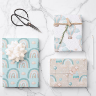 Papel de Regalo para Baby Shower de Niño Elefante