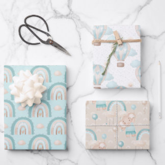 Papel de Regalo para Baby Shower de Niño Elefante