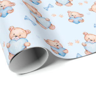 Papel de regalo para baby shower de osito de peluc
