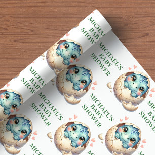 Papel de Regalo para Baby Shower de Pequeño Dino R