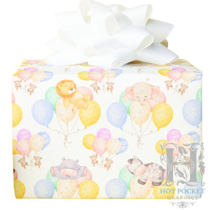 Papel de Regalo para Baby Shower de Safari