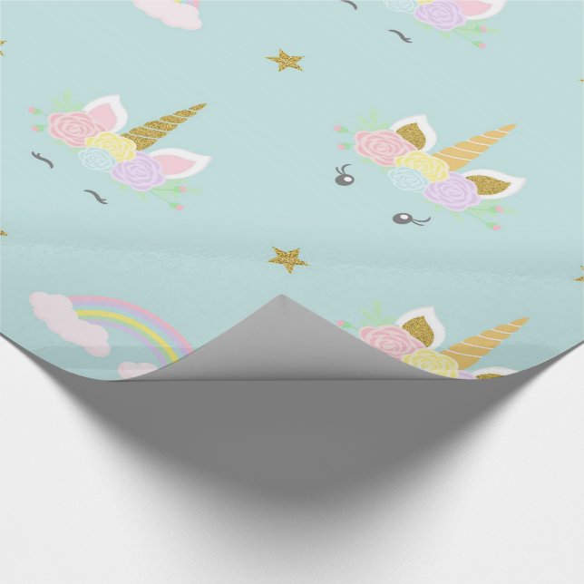 Papel de regalo para baby shower de unicornio (Esquina)