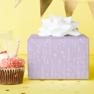 Papel de Regalo para Baby Shower Floral de Lavanda