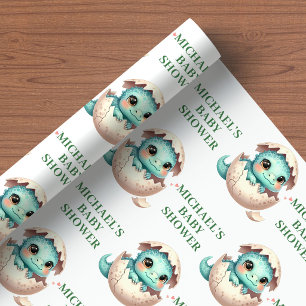 Papel de Regalo para Baby Shower Huevo de Dinosaur