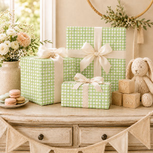 Papel de regalo para baby shower Sage Gingham