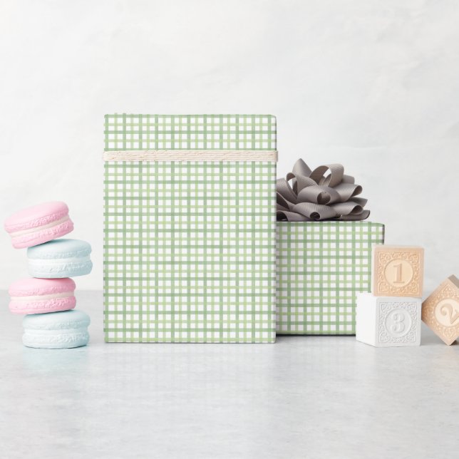 Papel de regalo para baby shower Sage Gingham (Baby Shower)
