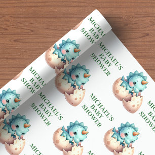 Papel de Regalo para Baño del Bebé Niño Dinosaurio