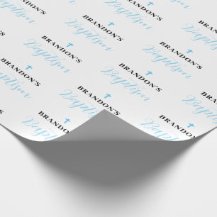 Papel de regalo para bautizo de niño azul