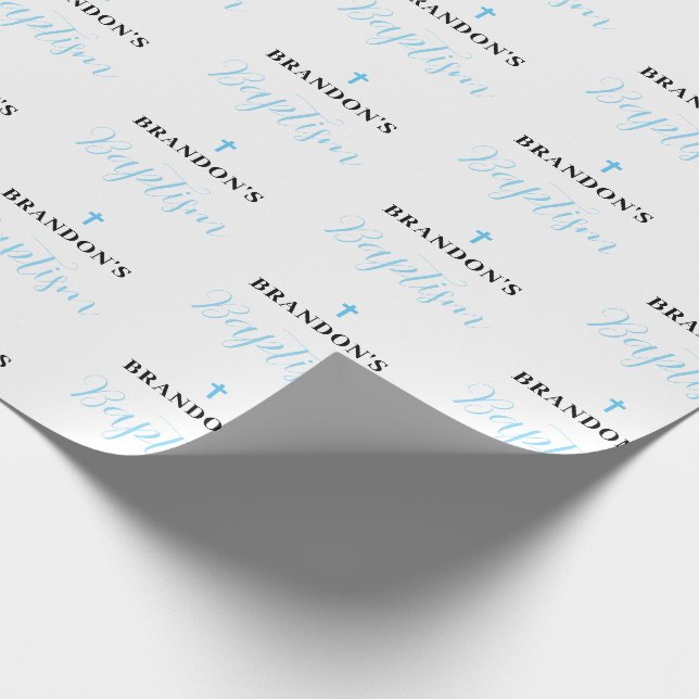 Papel de regalo para bautizo de niño azul (Esquina)
