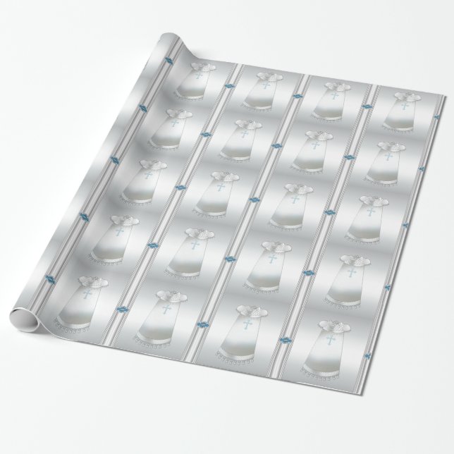Papel de regalo para bautizo de niños (Desenrollado)