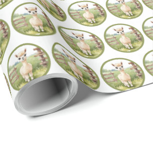 Papel de regalo para bebé de alpaca lindo