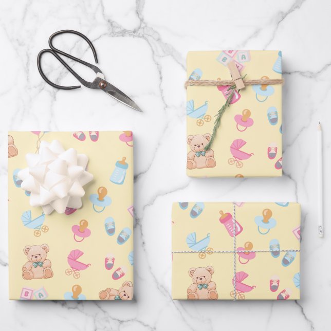 Papel de regalo para bebé Sweet Beginnings – Acaba (Anverso)