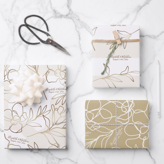 Papel de regalo para boda, fiesta de compromiso (Anverso)