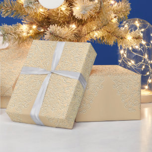 Papel de regalo para bodas encaje dorado papel de
