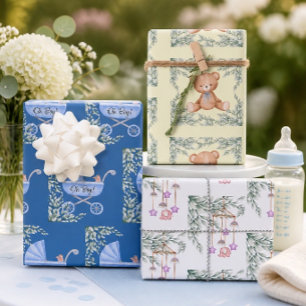 Papel de regalo para cochecito de bebé y móvil Oh